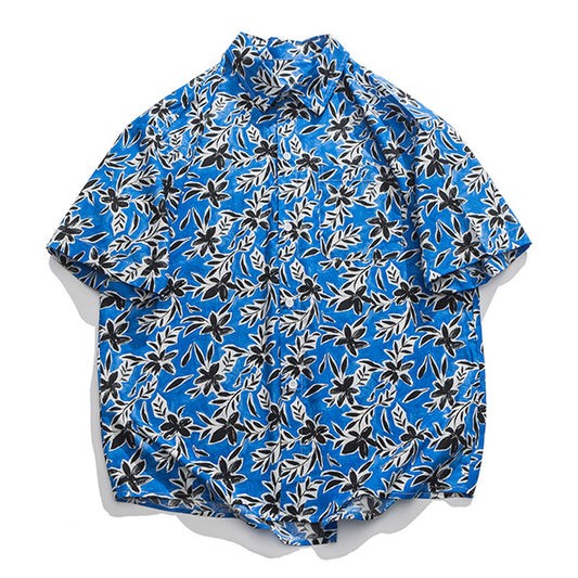 Hawaiian floral print aloha shirt
