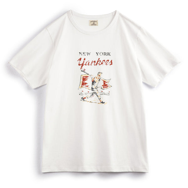 YANKEES！バッティングプリント＆野球刺繡コットンTee