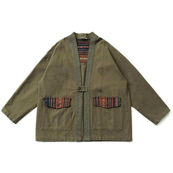 Sanjuro Kimono Jacket エスニック風クラシック 配色 切替 ジャケット