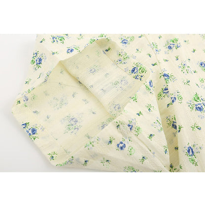 ハワイ花総柄プリント半袖アロハシャツ