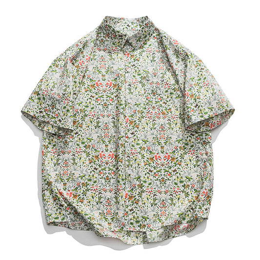 Hawaiian floral print aloha shirt
