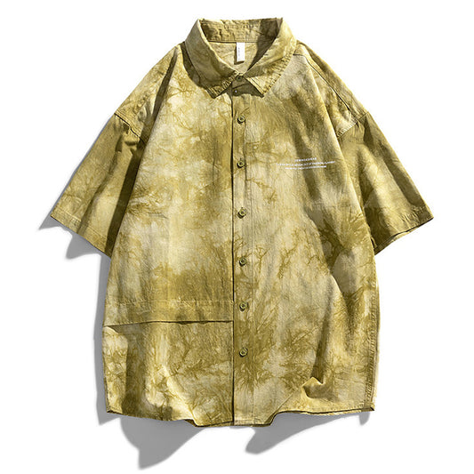 Ink tie-dye vintage aloha shirt