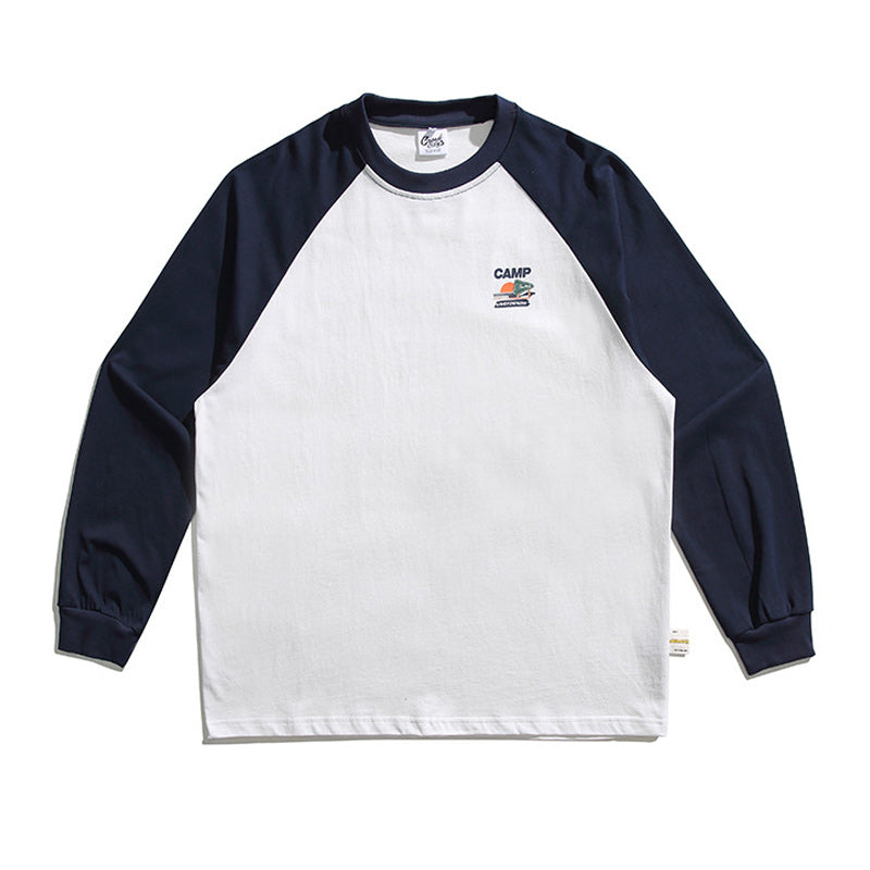 三色選べ合わせやすい切替長袖tシャツ