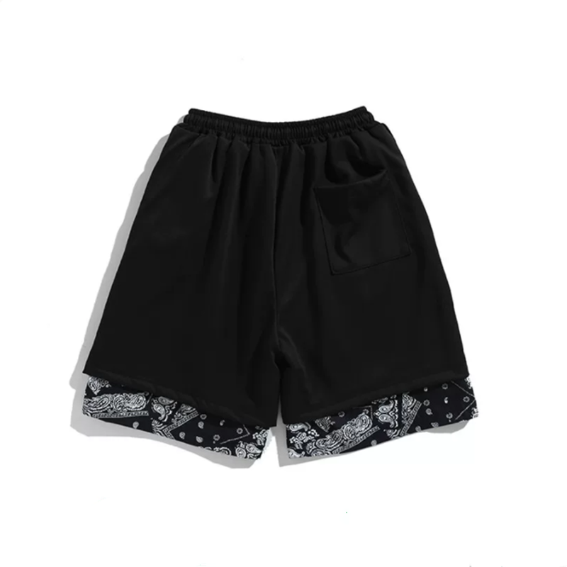 ペイズリー柄切り替えショットパンツ