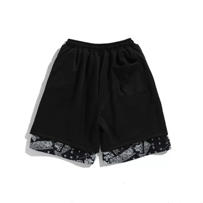 ペイズリー柄切り替えショットパンツ