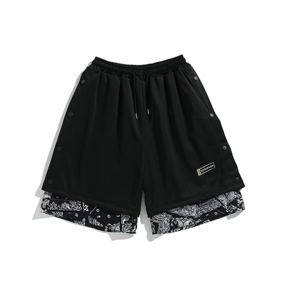 ペイズリー柄切り替えショットパンツ