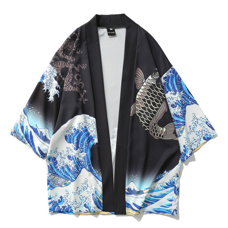 浮世絵ゆったり感半端スリーブシャツ