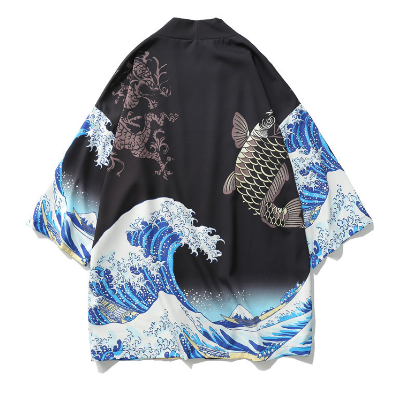 浮世絵ゆったり感半端スリーブシャツ