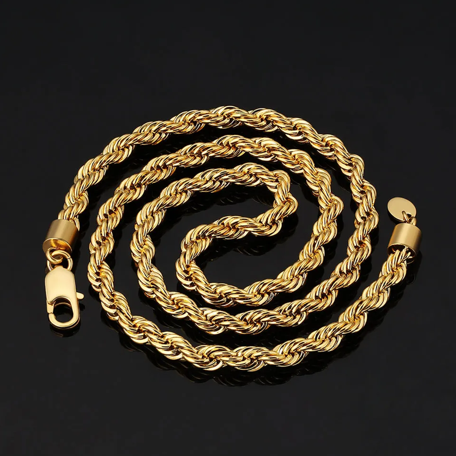 3mm/4mm/6mm ロープチェーン ネックレス