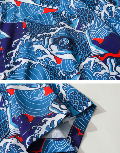 「沖浪金魚」サイズ感アロハシャツ