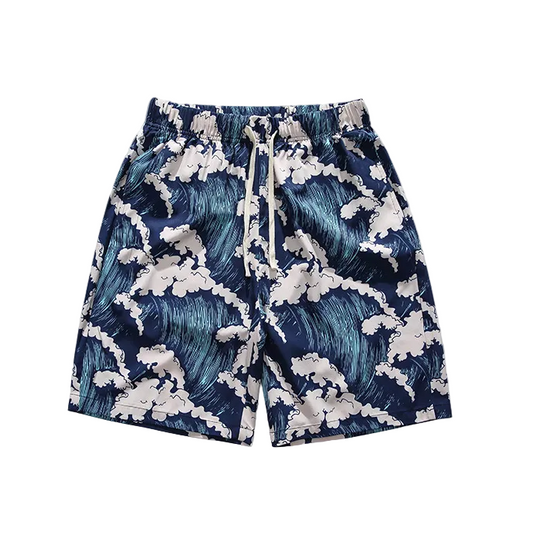 波プリントショートパンツ