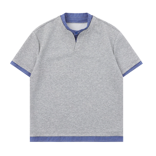 チャック柄レイヤードVネックＴシャツ