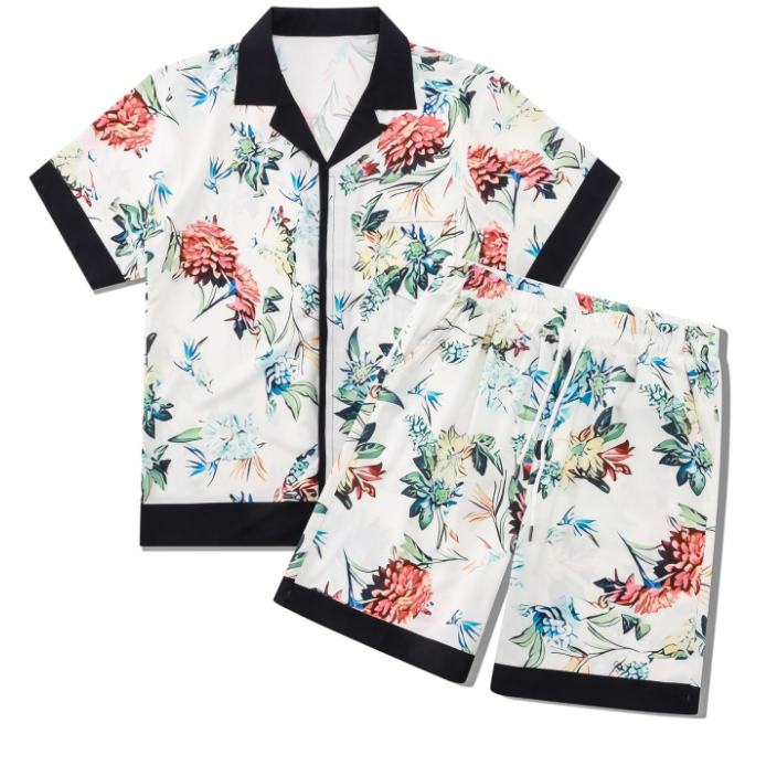 アロハシャツ＆ショートパンツ配色2点セット