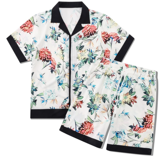 アロハシャツ＆ショートパンツ配色2点セット