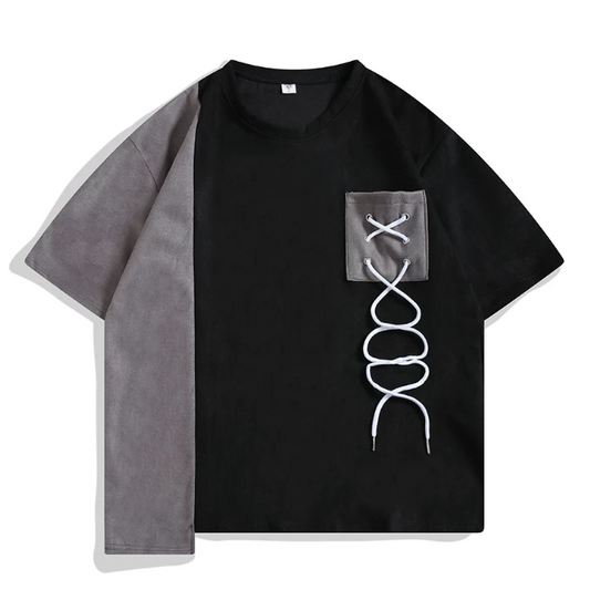 ポケットヒモ付き不規則Ｔシャツ