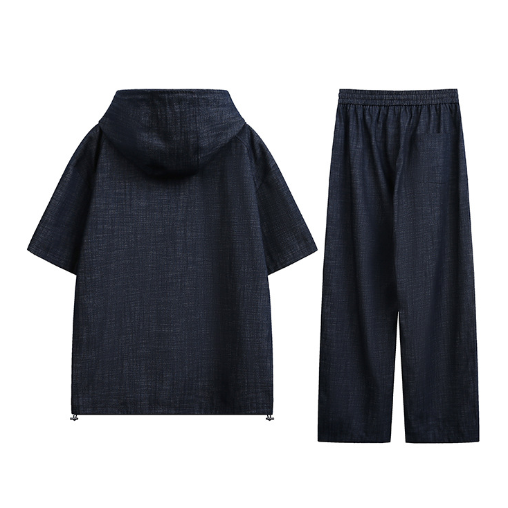 半袖フーディー+ワイドパンツ　メンズ2点セット