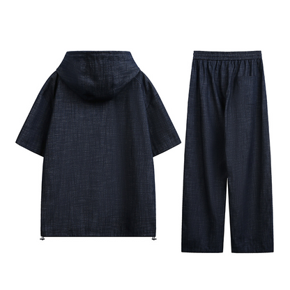 半袖フーディー+ワイドパンツ　メンズ2点セット