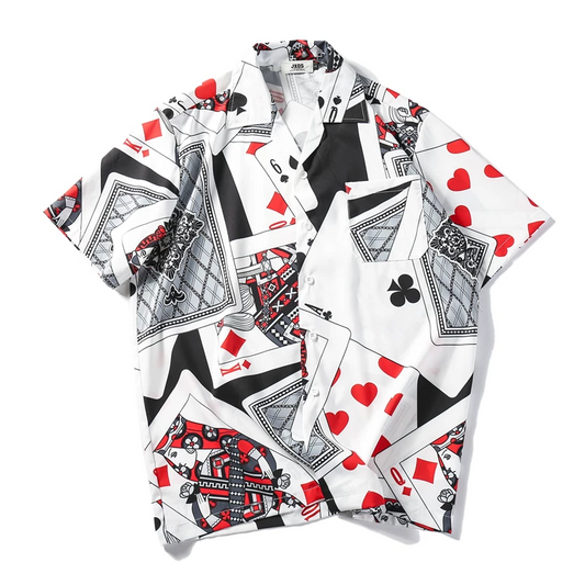 ポーカー総柄メンズ半袖シャツ