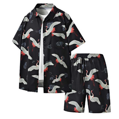 オープンカラー アロハシャツ＆ショートパンツ セットアップ