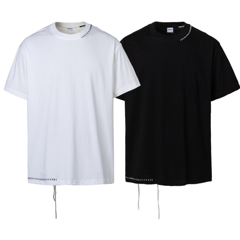 Cleanfitヒモ付き刺繍入りストレッチ半袖Tシャツ