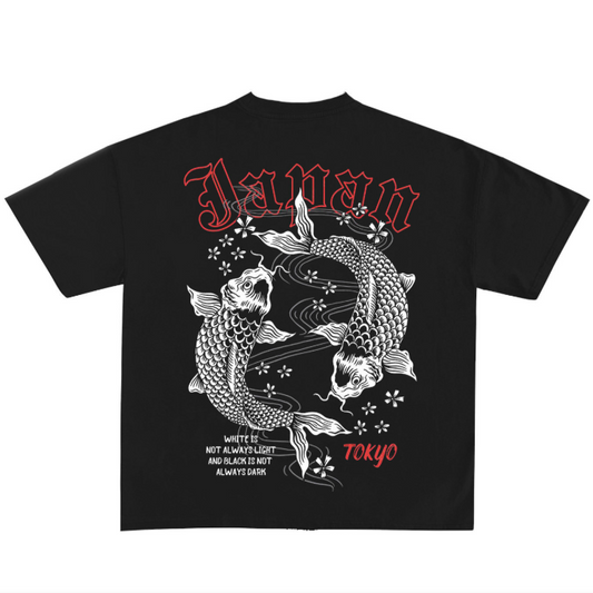 230g金魚プリント和調ゆったり感Ｔシャツ