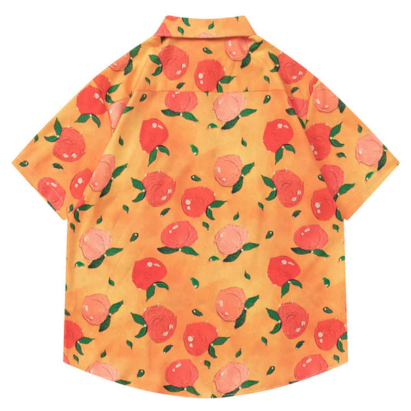 ピーチフルーツプリント半袖シャツ