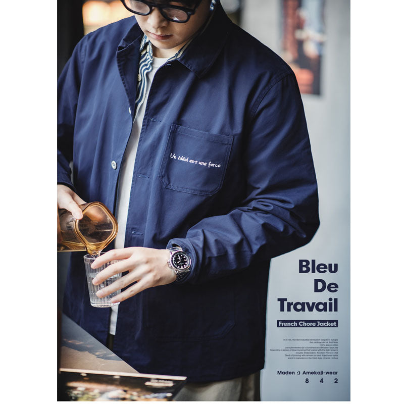 BLEU DE TRAVAIL」vintage 微起毛 コットンツイルフレンチワークシャツ