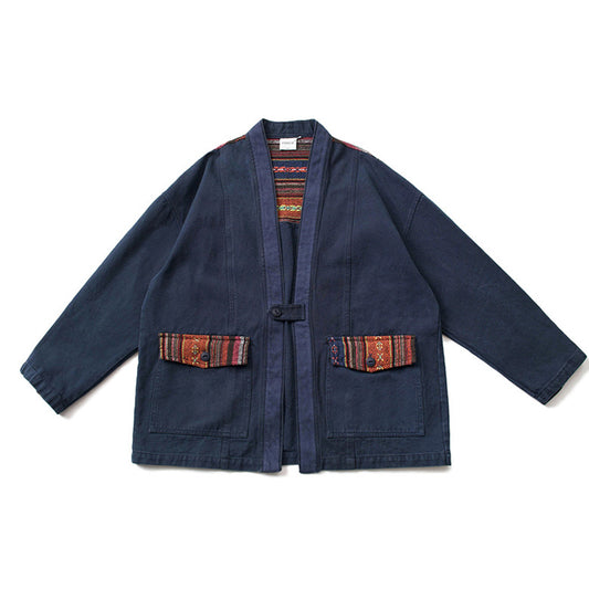 Sanjuro Kimono Jacket エスニック風クラシック 配色 切替 ジャケット