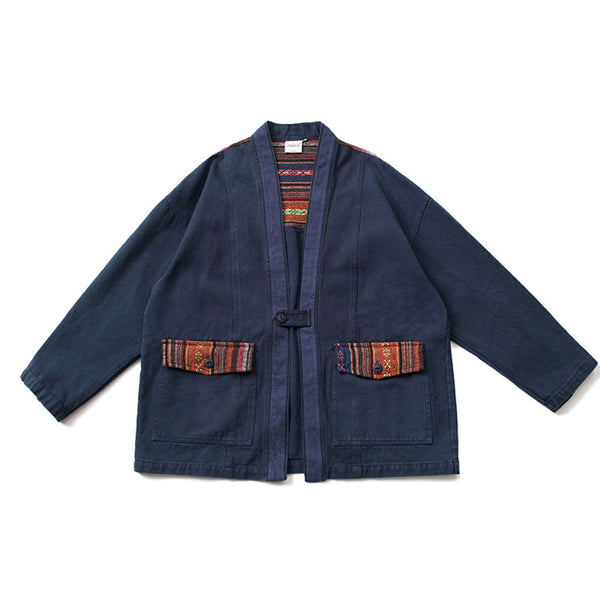 Sanjuro Kimono Jacket エスニック風クラシック 配色 切替 ジャケット