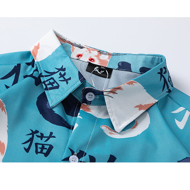 PINK HOUSE プリント柄 半袖シャツ ネコ柄 PINK HOUSE プリント柄 半袖