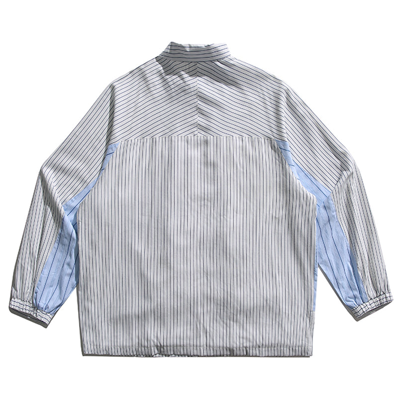 立体ポケット 2種類ストライプ柄切替ジップシャツ – streofit