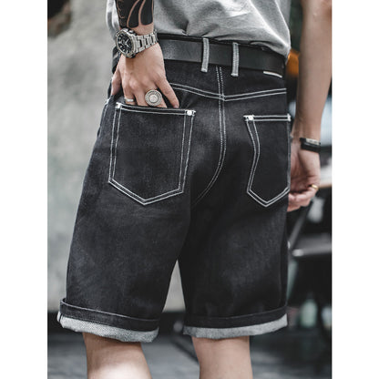 13.5oz Silver Denim生デニムショーツ