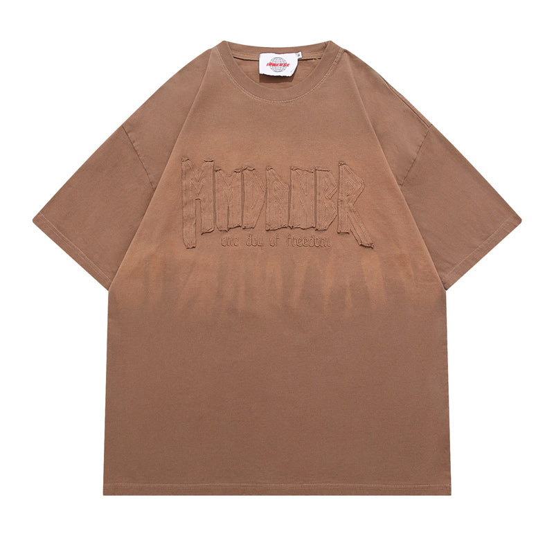 アメカジ紫グラデーションプリントT シャツ