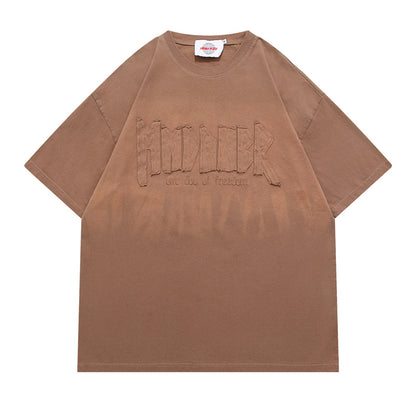 アメカジ紫グラデーションプリントT シャツ