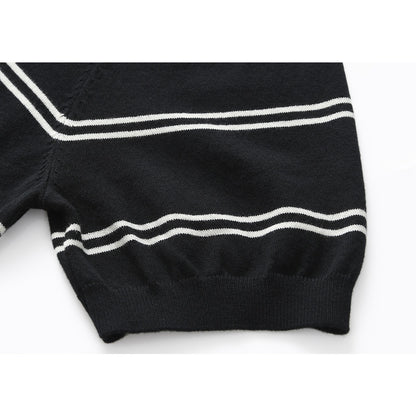 定番横ストライプ通勤高品質ニットTシャツ