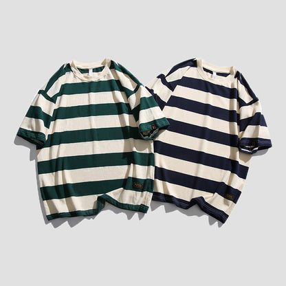 定番ワイド横ストライプ半袖Tシャツ