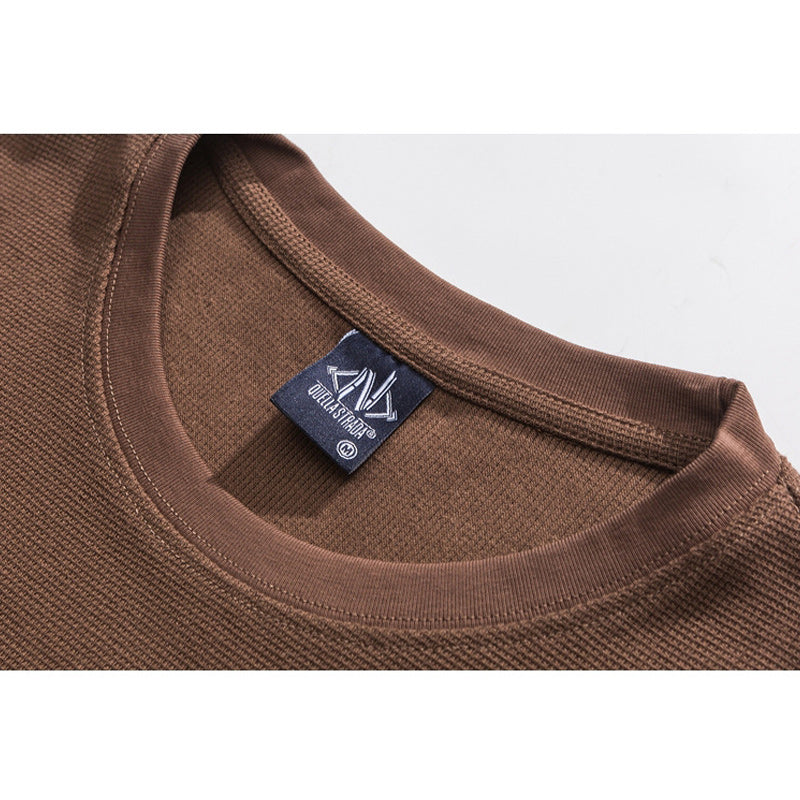 デザインポケット　ワッフルクルーネックTシャツ　