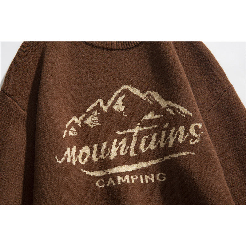 アルファベット camping プリント クレイヤードニットセーター