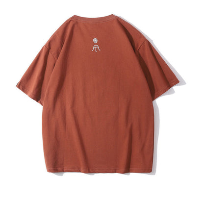 アメカジ五色選べ刺繍シンプル半袖Tシャツ