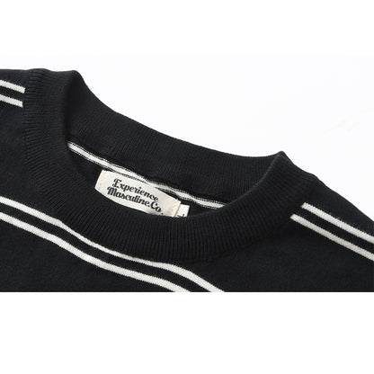 定番横ストライプ通勤高品質ニットTシャツ