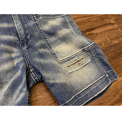 ダメージ加工　ウォッシュデニムショートパンツ