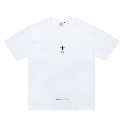 刺繍アルファベットカジュアル半袖tシャツ