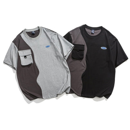 切替ポケット配色半袖Tシャツ
