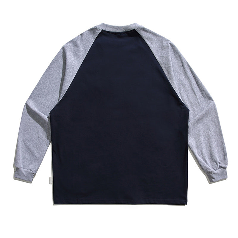 三色選べ合わせやすい切替長袖tシャツ