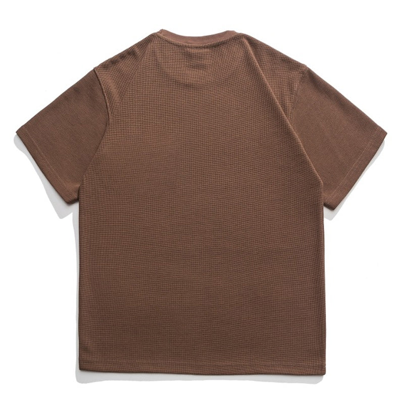 デザインポケット　ワッフルクルーネックTシャツ　
