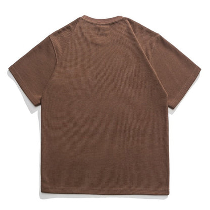 デザインポケット　ワッフルクルーネックTシャツ　