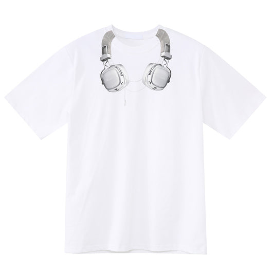 イヤホンプリント合わせやすい半袖Tシャツ