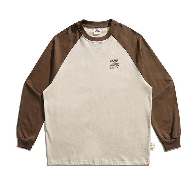 三色選べ合わせやすい切替長袖tシャツ