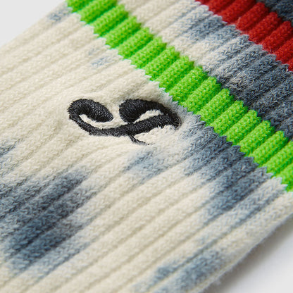 「三足セット」絞り染め刺繍アルファベットハイソックス