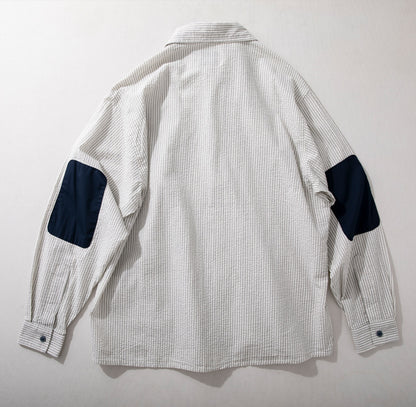 パッチ切り替え春夏メンズ長袖シャツ
